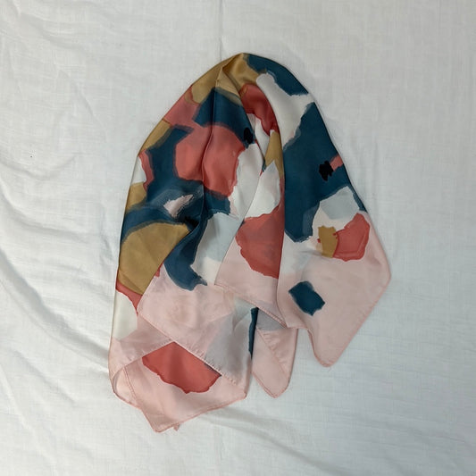 floral pink and blue scarf • 27”