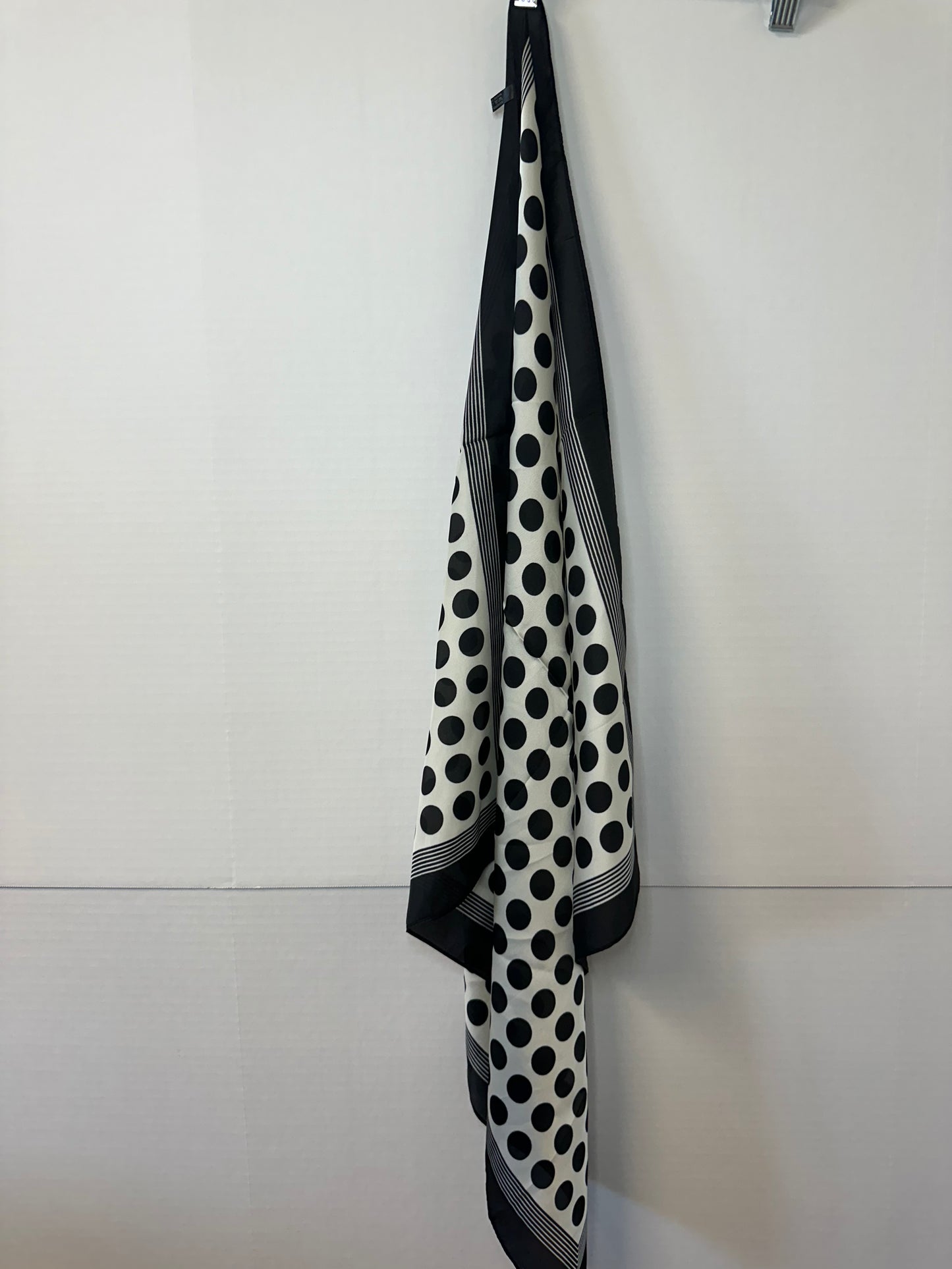 Black polka dot head scarf • 27”