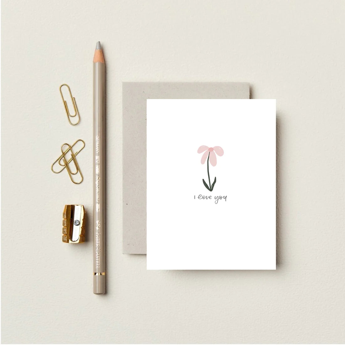 I love you Card | Pink Flower Card