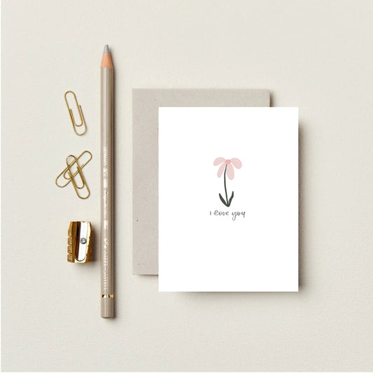 I love you Card | Pink Flower Card