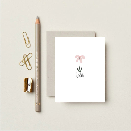 Hello Card | Pink Flower Card